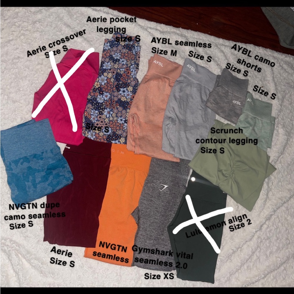 LULULEMON, NVGTN,AYBL, GYMSHARK, AERIE legging bundle